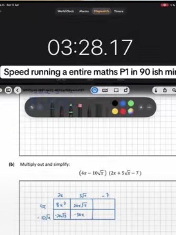 Thumbnail: a stopwatch above a Maths Paper 1 question being worked on a tablet